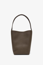 Medium N/S taupe leather tote bag