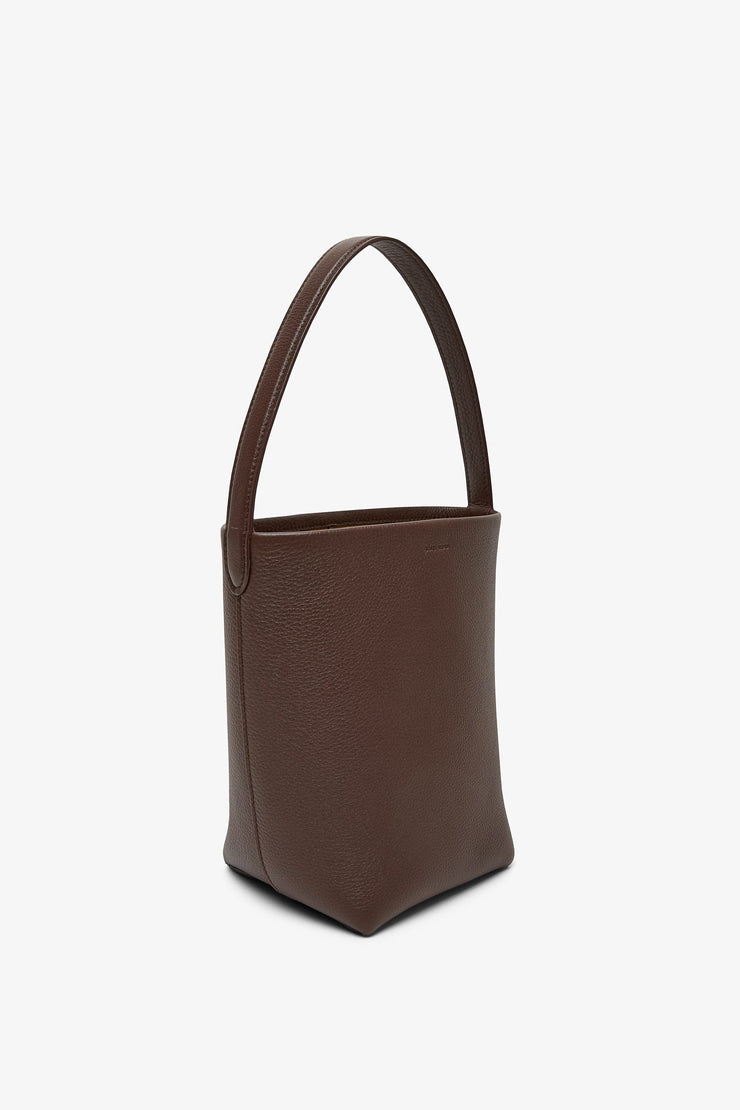 Small N/S burgundy leather tote bag