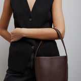 Small N/S burgundy leather tote bag