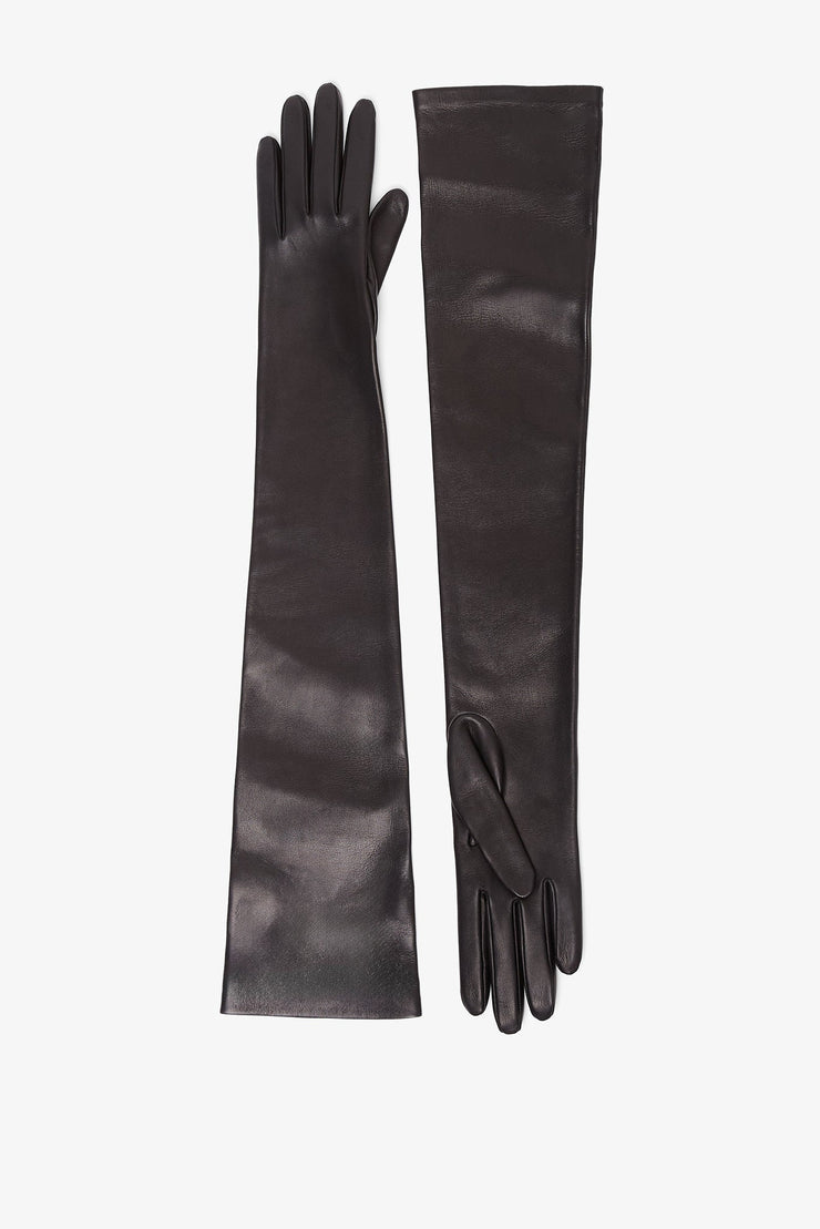 Simon black leather gloves