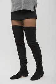 Hereditas 25 black fur over knee boots