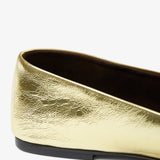 Square nappa gold ballet flats