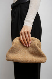 Mira beige leather clutch