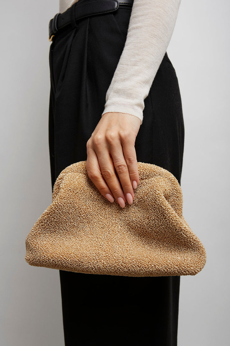 Mira beige leather clutch