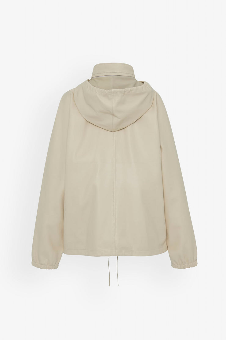 Jilly leather zip hooded jacket