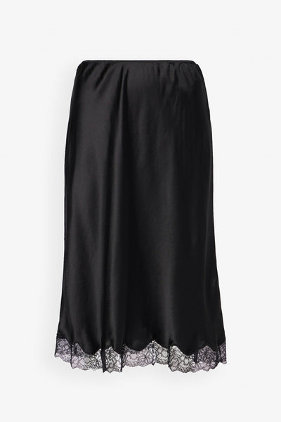 Irene black silk slip skirt