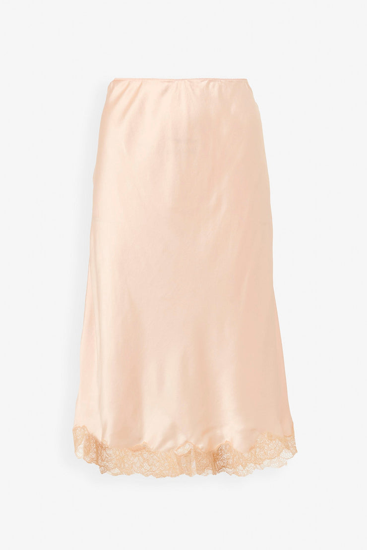 Irene light peach silk slip skirt