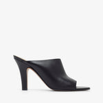 Black high-heeled shoe on a white background