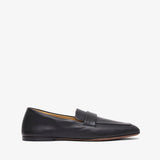 Black loafer shoe on a white background