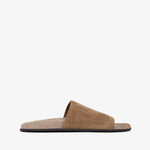 Brown slide sandal on a white background