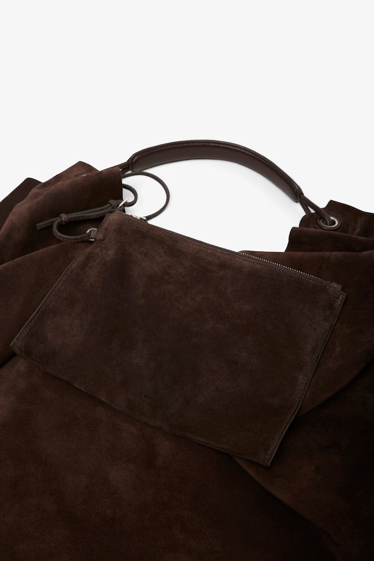 Bindle three brown suede bag