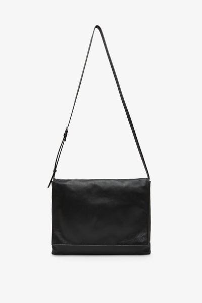 Nan black leather messenger bag