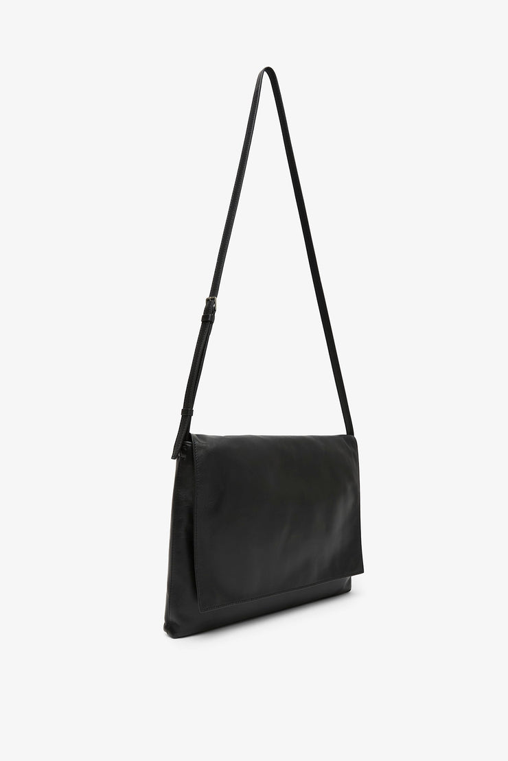 Nan black leather messenger bag