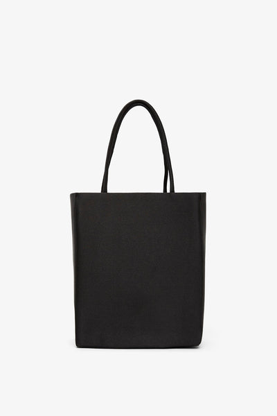Cecily black satin tote bag