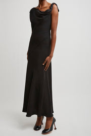 Violetta black silk dress