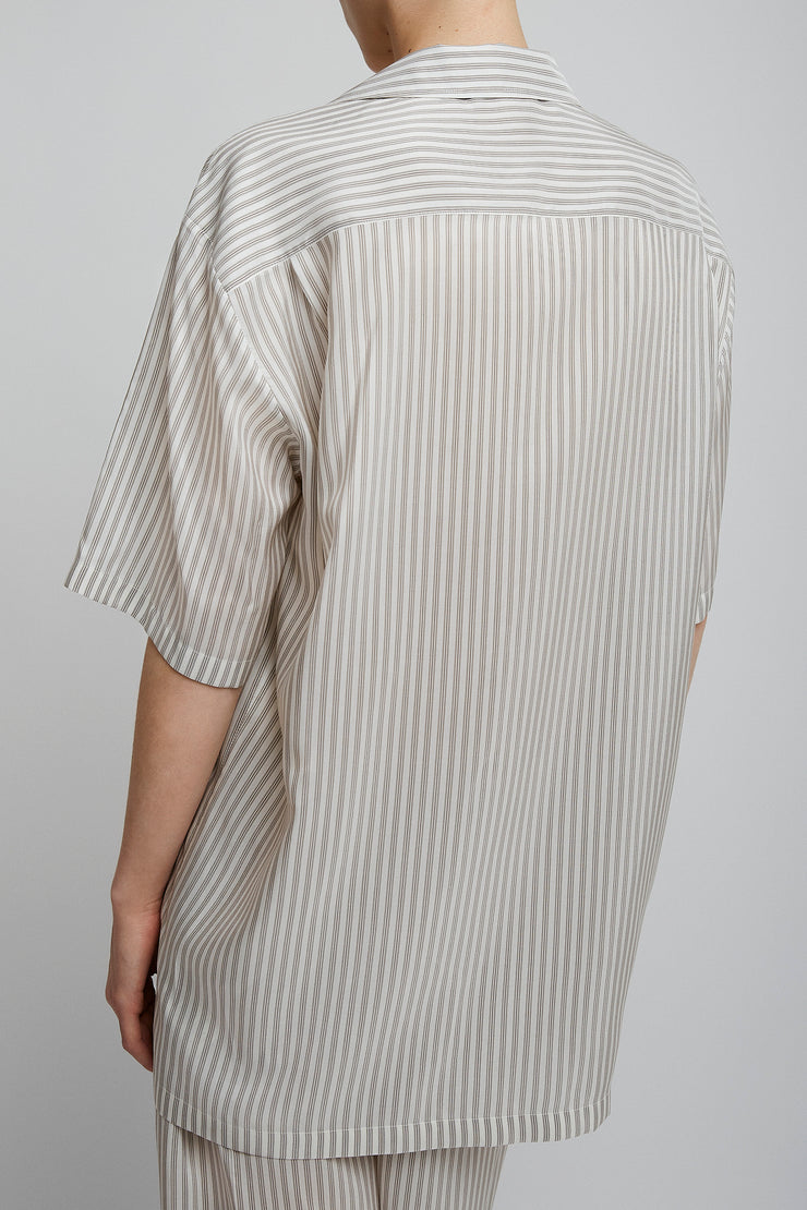 Jorge white grey silk shirt