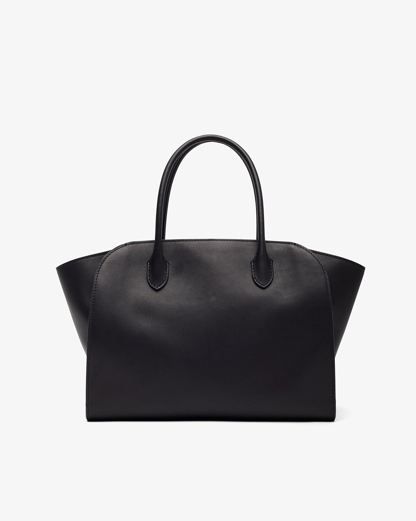 Black handbag on a white background