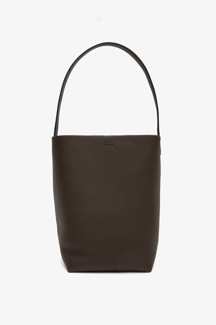 Medium N/S deep brown leather tote bag
