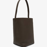 Medium N/S deep brown leather tote bag