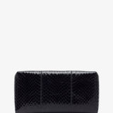 Squared compact black leather clutch