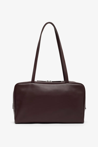 Astra burgundy leather bowling bag