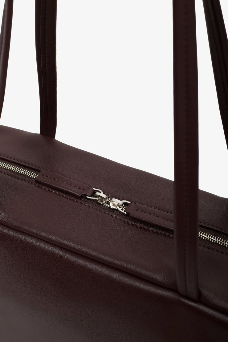 Astra burgundy leather bowling bag