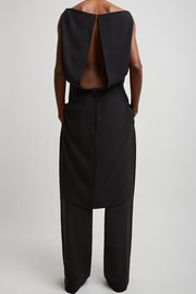 Selima black crepe silk top