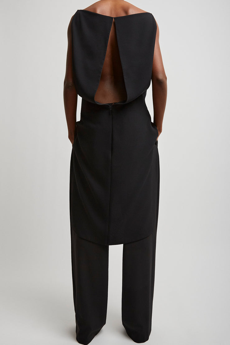 Selima black crepe silk top