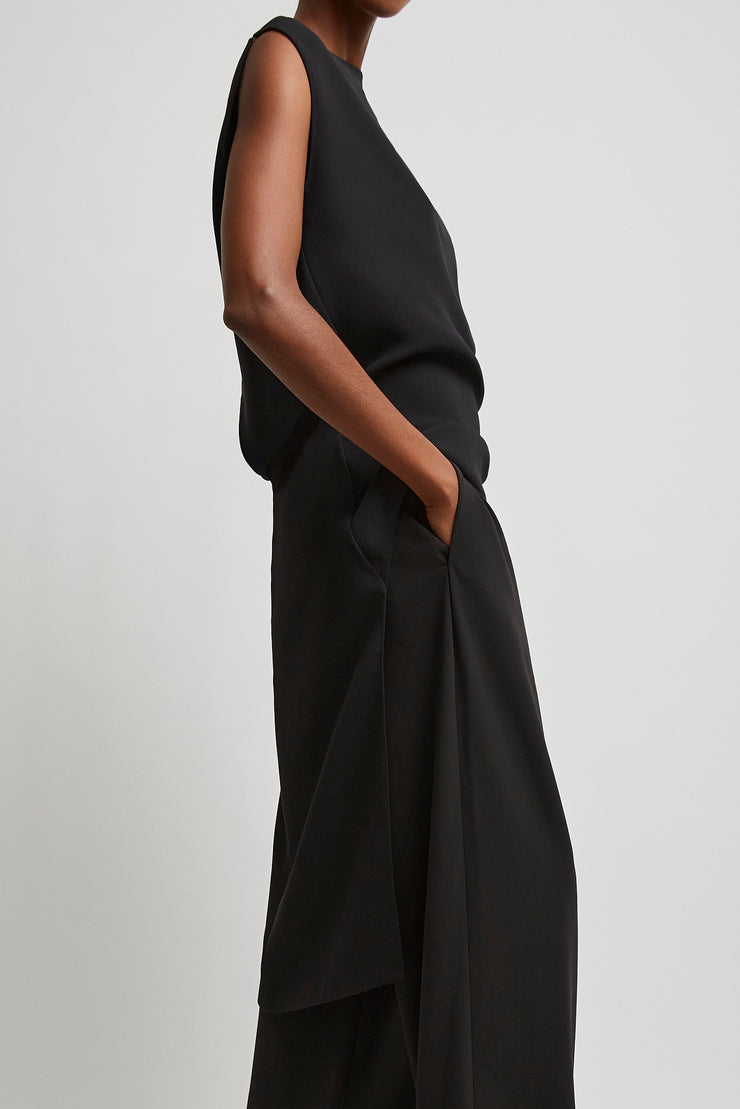 Selima black crepe silk top