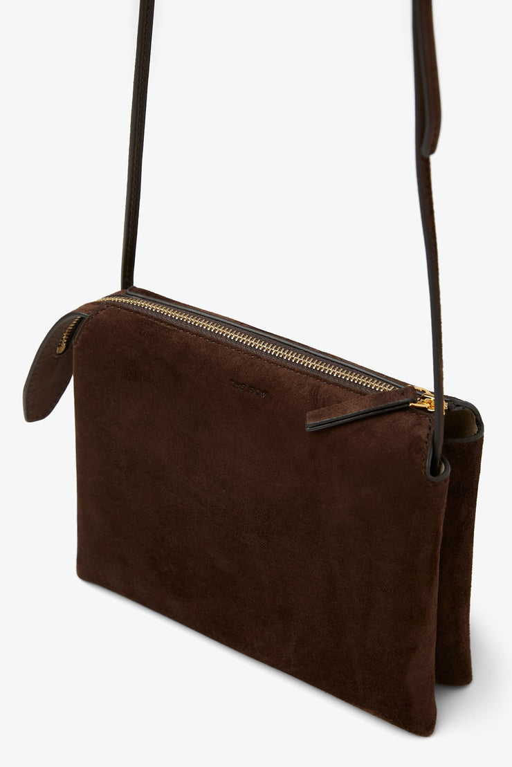 Nu Mini Twin brown suede crossbody bag