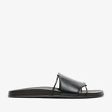 Vivienne black leather slides