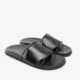 Vivienne black leather slides