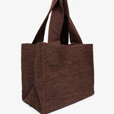 Loretta dark brown raffia bag
