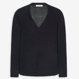 Poesis black cashmere v-neck sweater
