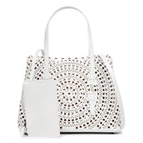 Mina 25 vienne circulaire white leather tote bag
