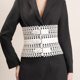 Le Corset white leather belt