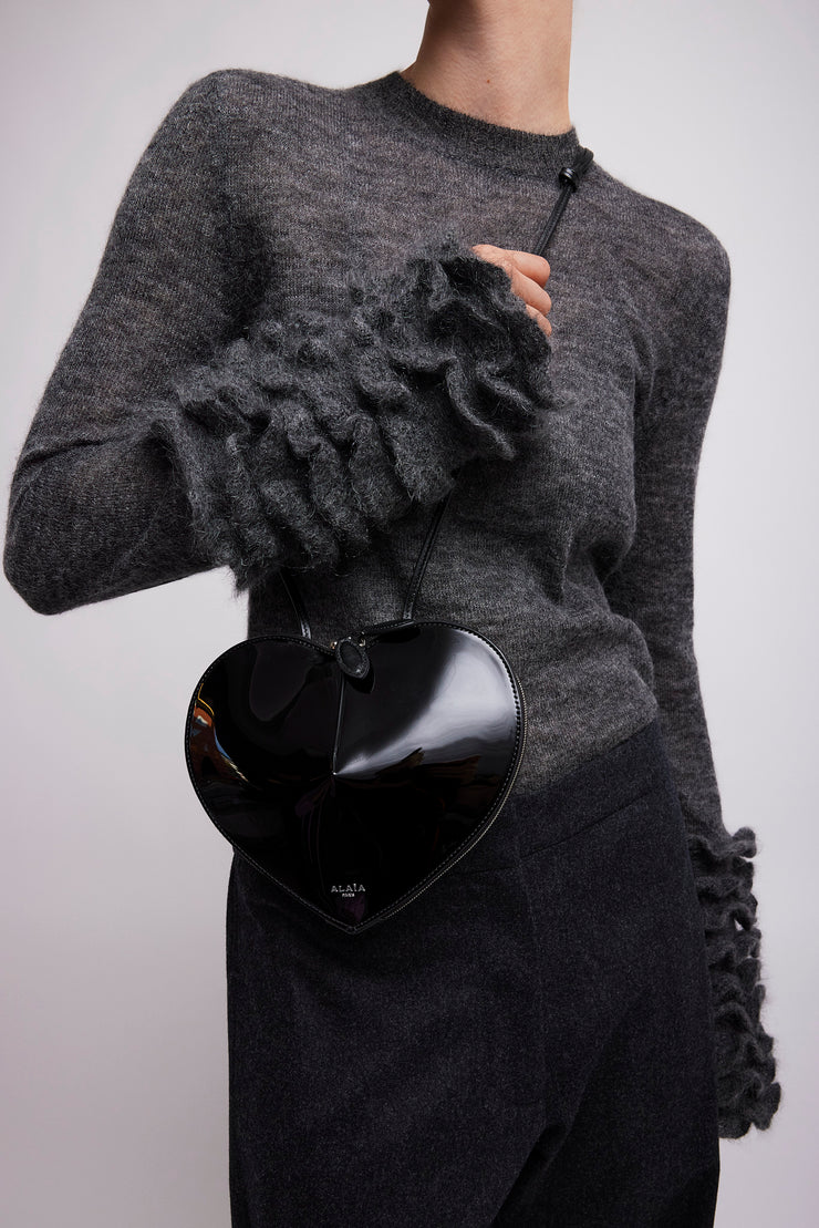 Le Coeur black patent crossbody bag