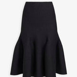 Dark brown sculptural knit midi skirt