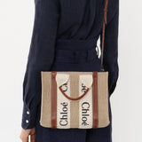 Woody small white brown canvas bag