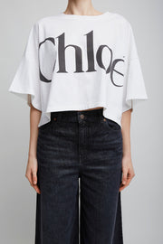 Cropped boxy cotton logo t-shirt