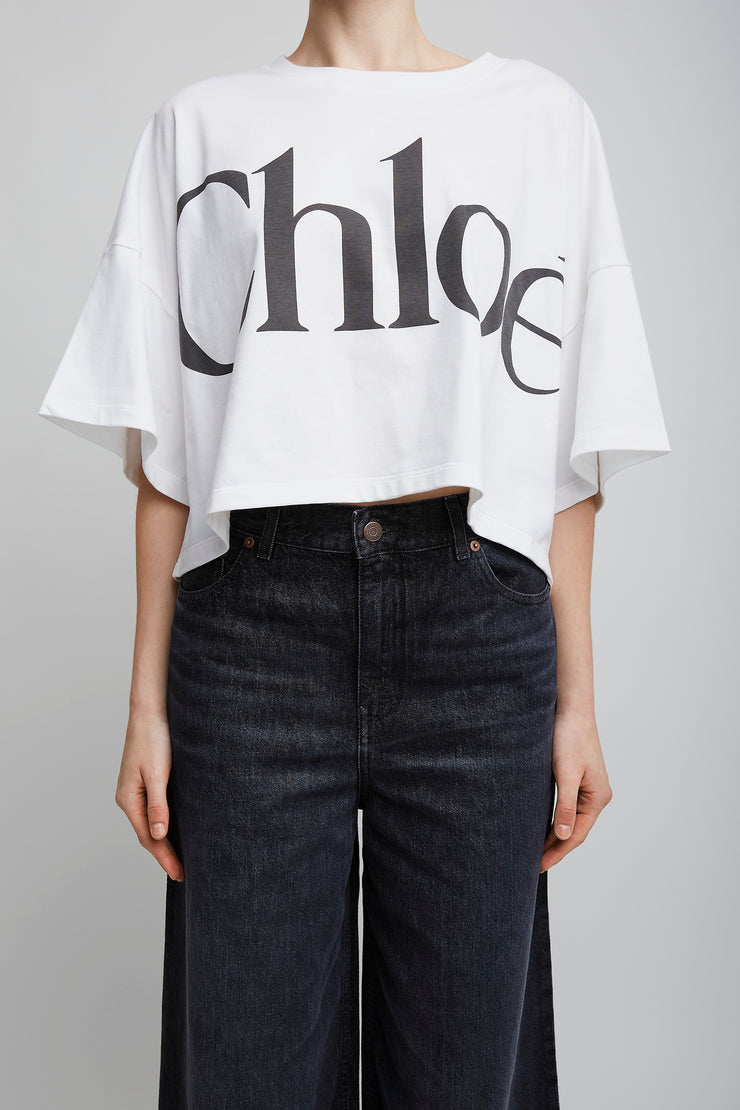 Cropped boxy cotton logo t-shirt