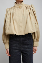 Gathered boule cotton gabardine jacket