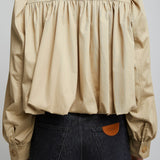 Gathered boule cotton gabardine jacket
