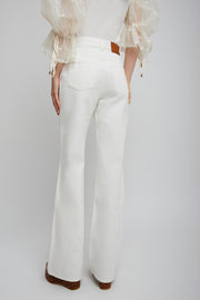 High-rise white denim flare jeans