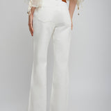 High-rise white denim flare jeans