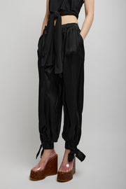 Fluid pleated silk charmeuse pants