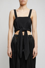 Cropped front-tie tank top