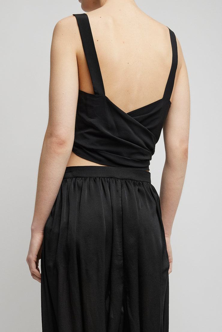 Cropped front-tie tank top