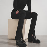 CL Moc black leather flats