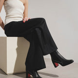 Out line 70 black leather spike ankle boots